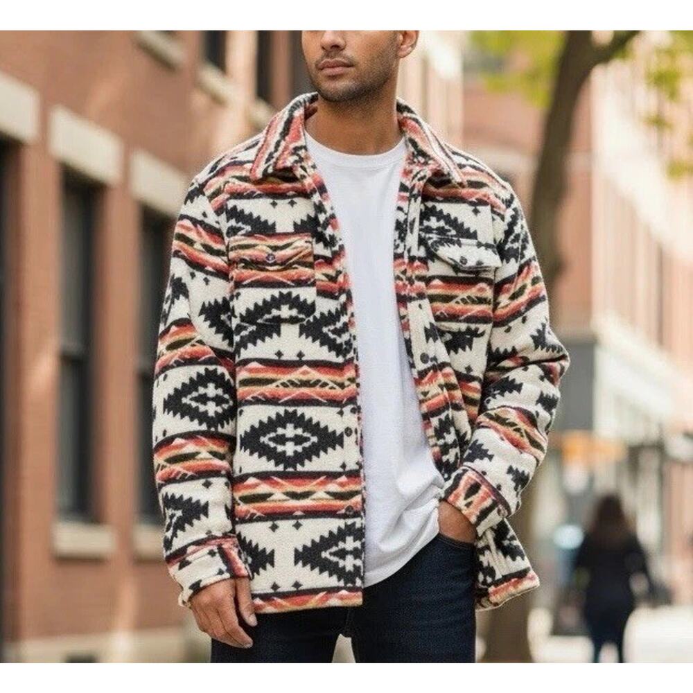 Original Deluxe Supply Aztec Southwestern Fleece Jacket Men's Medium Multicolors